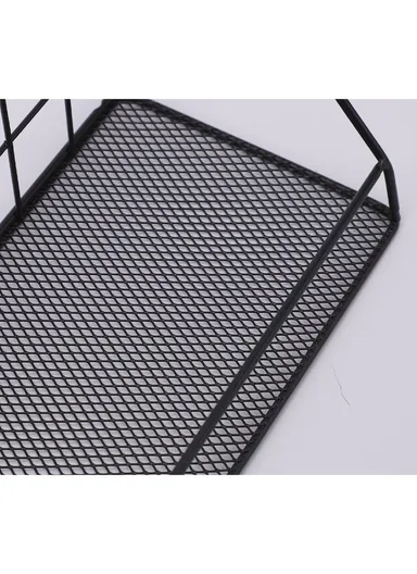 Iron Shower Caddy Bathroom Storage Shelf Adhesive Wall Mount Rack Basket  Bathroom (L35 x W12 x H15)cm - Black