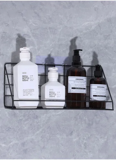 Iron Shower Caddy Bathroom Storage Shelf Adhesive Wall Mount Rack Basket  Bathroom (L35 x W12 x H15)cm - White