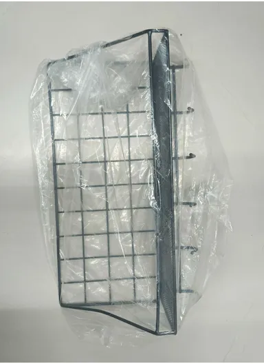 Organizer Rack - Spacious Stainless Steel Shelf With 6 Additional Hooks, Tool-Free Installation (L35 x W12 x H20)cm - Black