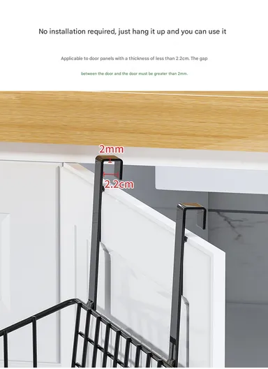 Hanging Door Rear Rack Grid Storage Basket with Hook Bathroom Kitchen Balcony Cabinet Door Rack Hanging Basket Storage Organizer (L23 x W11 x H27)cm - Black