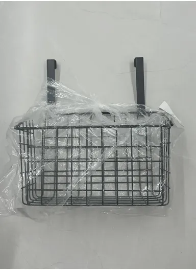 Hanging Door Rear Rack Grid Storage Basket with Hook Bathroom Kitchen Balcony Cabinet Door Rack Hanging Basket Storage Organizer (L23 x W11 x H27)cm - Black