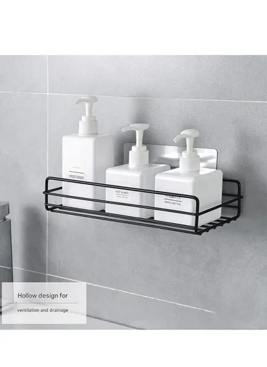 Hanging Door Rear Rack Grid Storage Basket with Hook, Over-Cabinet Organizer for Kitchen, Bathroom &amp; Balcony (L23 x W11 x H27)cm - Black