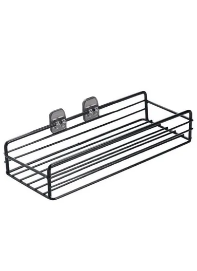 Hanging Door Rear Rack Grid Storage Basket with Hook, Over-Cabinet Organizer for Kitchen, Bathroom &amp; Balcony (L23 x W11 x H27)cm - Black