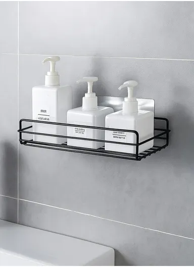 Hanging Door Rear Rack Grid Storage Basket with Hook, Over-Cabinet Organizer for Kitchen, Bathroom &amp; Balcony (L23 x W11 x H27)cm - Black