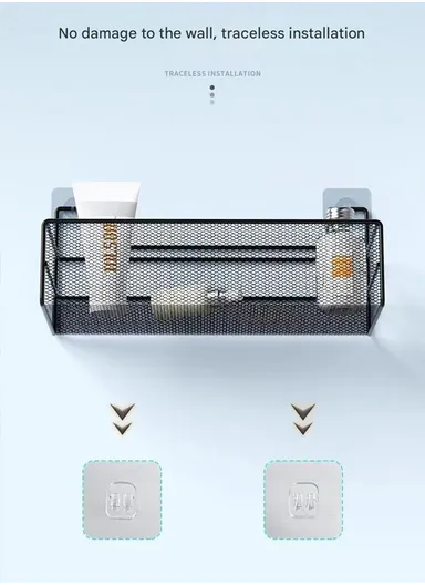 Bathroom Organizer Rack - Spacious Stainless Steel Shelf, Tool-Free Installation, Holds All Your Essentials Neatly (L36 x W16 x H15)cm - White