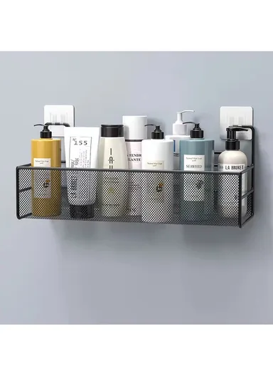 Bathroom Organizer Rack - Spacious Stainless Steel Shelf, Tool-Free Installation, Holds All Your Essentials Neatly (L36 x W16 x H15)cm - White