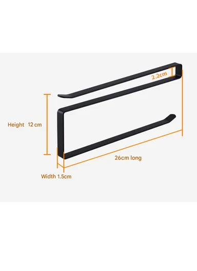 Metal Paper Towel Rack Hanging Over Kitchen Cabinet Door Punch-free Rag Rack Storage Hanging Rod Metal Iron Art (L26 x W1.5 x H12)cm - White