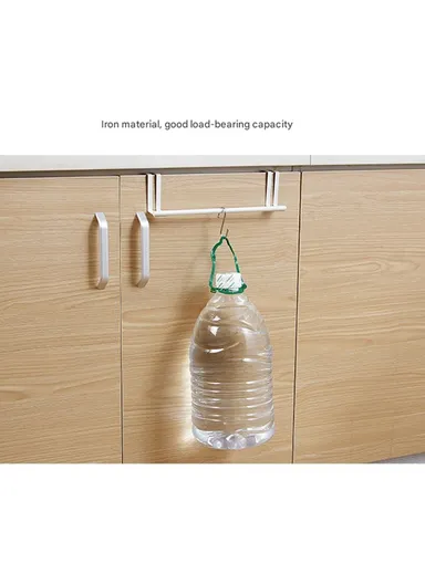 Metal Towel Drying Rack Hanging Over Kitchen Cabinet Door Punch-free Rag Rack Storage Hanging Rod Metal Iron Art (L27.5 x W6.5 x H7)cm - White