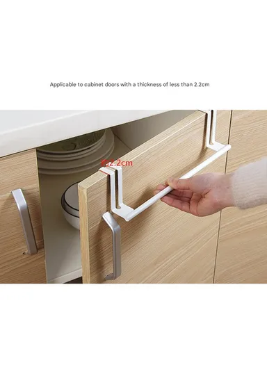Metal Towel Drying Rack Hanging Over Kitchen Cabinet Door Punch-free Rag Rack Storage Hanging Rod Metal Iron Art (L27.5 x W6.5 x H7)cm - White