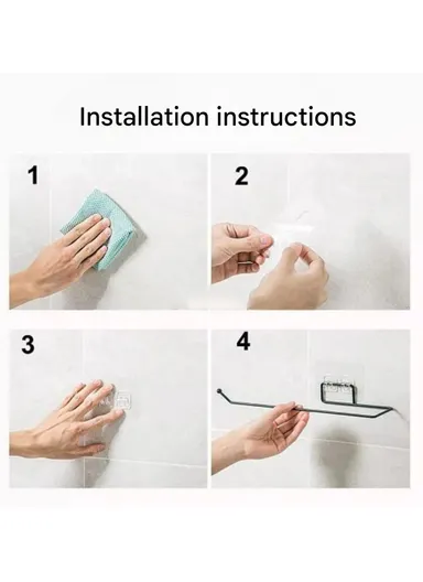 Multipurpose Self Adhesive Wall Mounted Hanger for Tissue &amp; Towel Holder Rack for Bathroom &amp; Kitchen (L30 x W9 x H4)cm - White