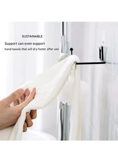 Multipurpose Self Adhesive Wall Mounted Hanger for Tissue &amp; Towel Holder Rack for Bathroom &amp; Kitchen (L30 x W9 x H4)cm - White