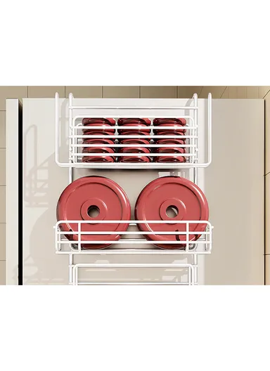 2-Layer Kitchen Organizer, Refrigerator Side Rack with Roll Holder &amp; 5 Hooks CY-0236 (W29.5 x D16 x H39.5)cm - Black