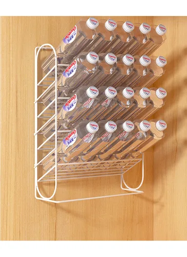 4-layer Iron Storage Shelf, Display Stand Metal Storage Holder Bedroom Dormitory Wall Mounted Hanger Rack (L36 x W16 x H15)cm - White