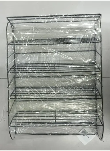 4-layer Iron Storage Shelf, Display Stand Metal Storage Holder Bedroom Dormitory Wall Mounted Hanger Rack (L36 x W16 x H15)cm - White