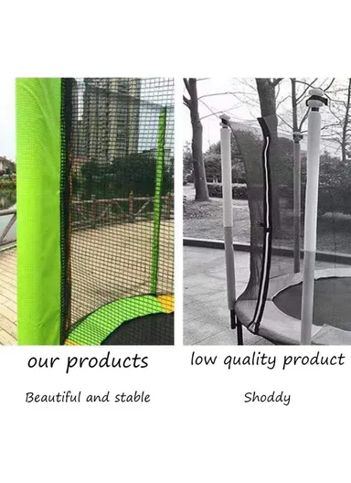140cm Garden Trampoline with Safety Net-Mesh For Kids 160cm Total Height 30cm Bed Height LBG55 - Green &amp; Yellow
