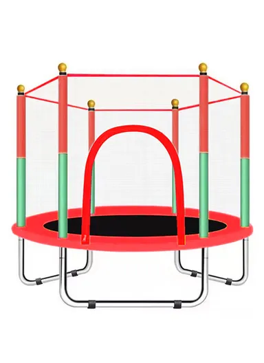 140cm Garden Trampoline 122cm Total Height 30cm Off-Floor Height 100kg Maximum Load Capacity with Safety Net-Mesh LBA55 - Red