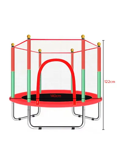 140cm Garden Trampoline 122cm Total Height 30cm Off-Floor Height 100kg Maximum Load Capacity with Safety Net-Mesh LBA55 - Red