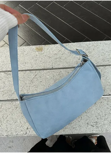 Smooth PU Leather with Adjustable Shoulder Strap - Blue