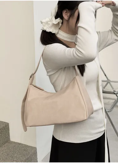 Smooth PU Leather with Adjustable Shoulder Strap - Beige