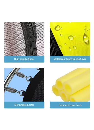 140cm Garden Trampoline 150cm Total Height 30cm Off-Floor Height 60kg Maximum Load Capacity with Backboard &amp; Safety Net-Mesh LBA55 - Blue &amp; Green