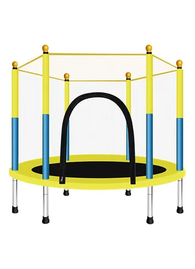 140cm Garden Trampoline 122cm Total Height 30cm Off-Floor Height 100kg Maximum Load Capacity with Safety Net-Mesh LBA55 - Blue &amp; Yellow