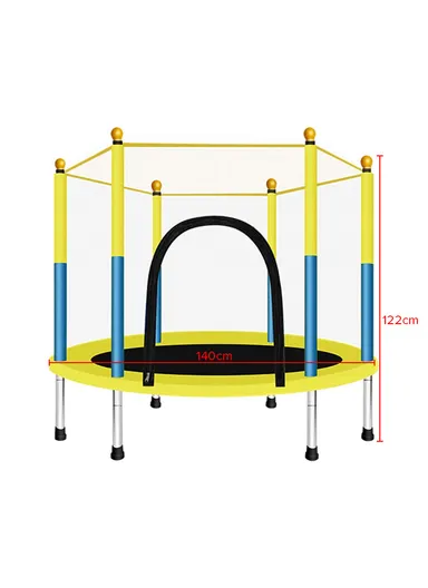 140cm Garden Trampoline 122cm Total Height 30cm Off-Floor Height 100kg Maximum Load Capacity with Safety Net-Mesh LBA55 - Blue &amp; Yellow