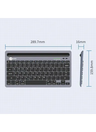  Universal Wireless Bluetooth-Compatible Keyboard for Laptop, Phone &amp; Tablet KB100 - Grey