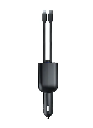 Y6 Car Charger MP3 Player with Retractable Type C + iP Cable EQ Adjustment Bluetooth-Compatible FM Transmitter