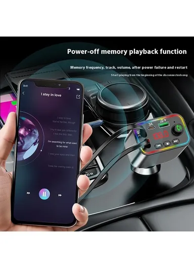 L4 Super Fast Charging Car Charger MP3 Player with Retractable Type C + iP Cable Bluetooth-Compatible FM Transmitter