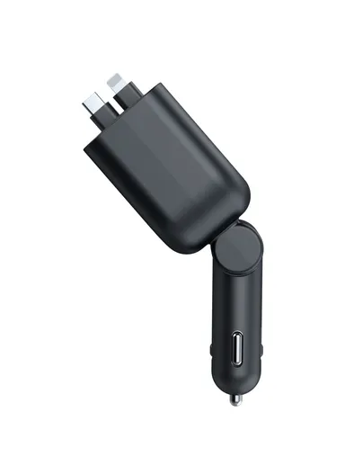 L5 Car Bluetooth-Compatible MP3 Player Hands Free Calling FM Transmitter Fast Charger with Retractable Type C + iP Cable