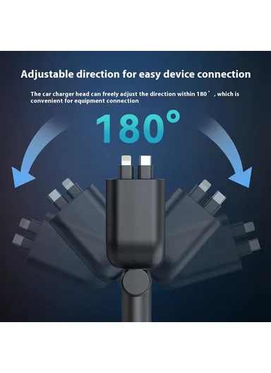 L5 Car Bluetooth-Compatible MP3 Player Hands Free Calling FM Transmitter Fast Charger with Retractable Type C + iP Cable