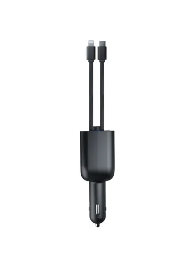 Y4 Car Charger Super Fast Charging Bluetooth-Compatible MP3 Player with Retractable Type C + iP Cable
