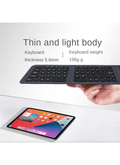Mini Bluetooth Keyboard, Ultra Thin Portable Wireless Tri-Fold Keypad with Touchpad BK19