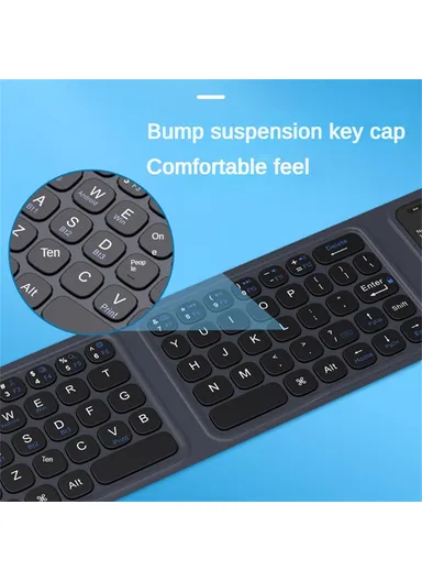 Mini Bluetooth Keyboard, Ultra Thin Portable Wireless Tri-Fold Keypad with Touchpad BK19