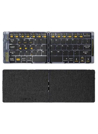 Portable Bluetooth Keyboard, Transparent Design Two-Fold Keypad Android, Windows, iOS Compatible F69