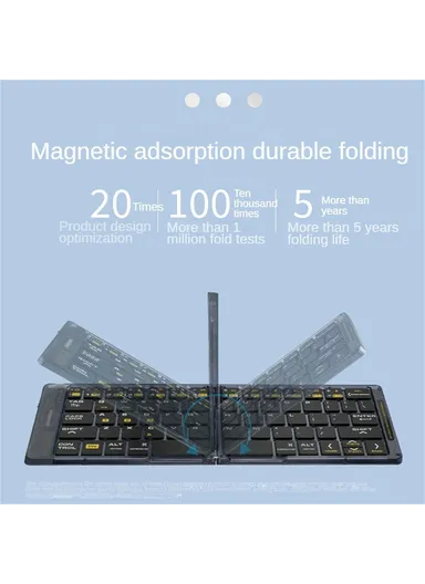 Portable Bluetooth Keyboard, Transparent Design Two-Fold Keypad Android, Windows, iOS Compatible F69