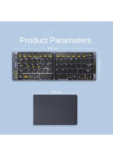 Portable Bluetooth Keyboard, Transparent Design Two-Fold Keypad Android, Windows, iOS Compatible F69