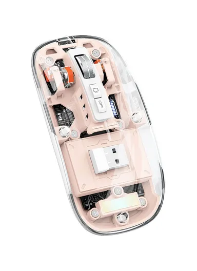 Transparent Bluetooth-compatible / 2.4G Rechargeable Wireless Gaming Mouse RGB Light Computer Laptop Mice M133 - Pink