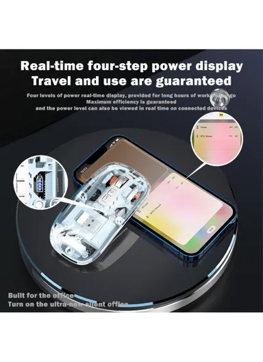 Transparent Bluetooth-compatible / 2.4G Rechargeable Wireless Gaming Mouse RGB Light Computer Laptop Mice M133 - Pink