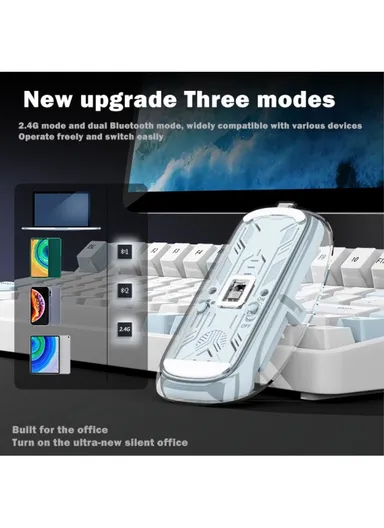 Transparent Bluetooth-compatible / 2.4G Rechargeable Wireless Gaming Mouse RGB Light Computer Laptop Mice M133 - Pink