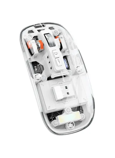 Transparent Bluetooth-compatible / 2.4G Rechargeable Wireless Gaming Mouse RGB Light Computer Laptop Mice M133 - White
