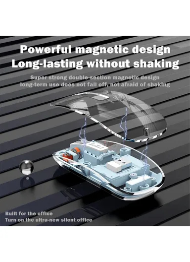 Transparent Bluetooth-compatible / 2.4G Rechargeable Wireless Gaming Mouse RGB Light Computer Laptop Mice M133 - White