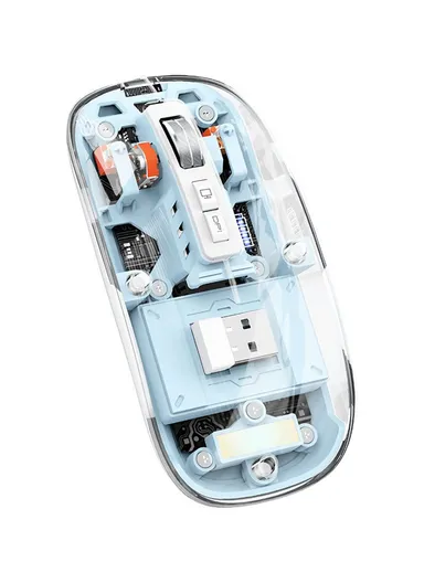 Transparent Bluetooth-compatible / 2.4G Rechargeable Wireless Gaming Mouse RGB Light Computer Laptop Mice M133 - Blue