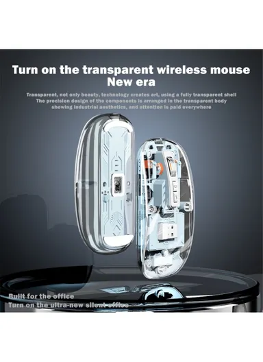 Transparent Bluetooth-compatible / 2.4G Rechargeable Wireless Gaming Mouse RGB Light Computer Laptop Mice M133 - Blue