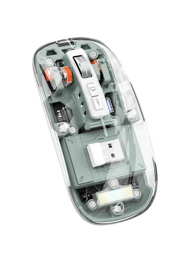 Transparent Bluetooth-compatible / 2.4G Rechargeable Wireless Gaming Mouse RGB Light Computer Laptop Mice M133 - Green