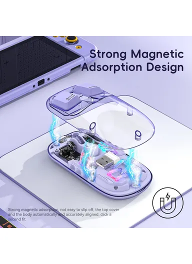 Rechargeable Computer Mouse Wireless Dual-Mode Mouse for Gaming Office Work - Pink