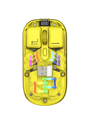 Rechargeable Computer Mouse Wireless Dual-Mode Mouse for Gaming Office Work - Yellow