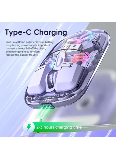 Rechargeable Computer Mouse Wireless Dual-Mode Mouse for Gaming Office Work - Yellow