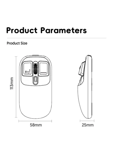Rechargeable Computer Mouse Wireless Dual-Mode Mouse for Gaming Office Work - White