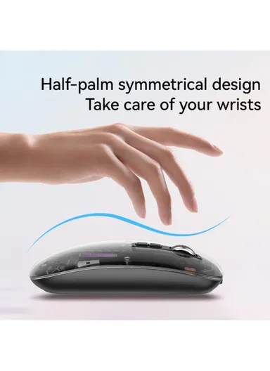 Transparent Mouse 800 / 1200 / 1600 DPI 2.4G + Bluetooth-Compatible Rechargeable Dual Mode Wireless Mice KB29 - White